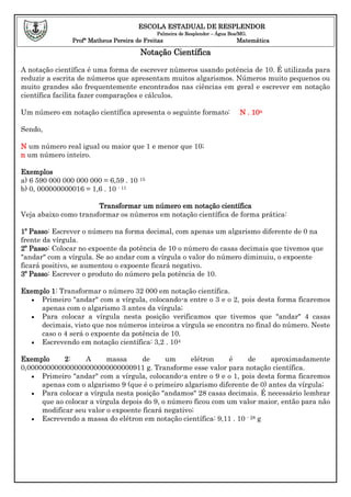 Exerc Cios De Nota O Cient Fica Para E Ano Pdfs Pr Ticos