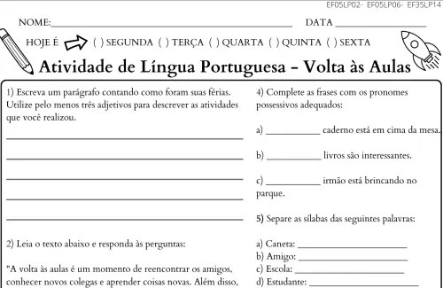 Desenvolvendo A Habilidade De Uso De Pronomes Possessivos Atividades Para Alunos Do E Ano