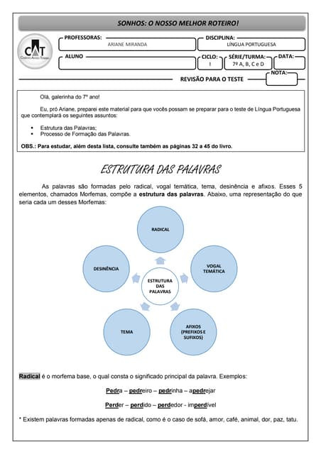 Exerc Cios Ano Estrutura Das Palavras Com Gabarito Teste Seus Conhecimentos Body Sat