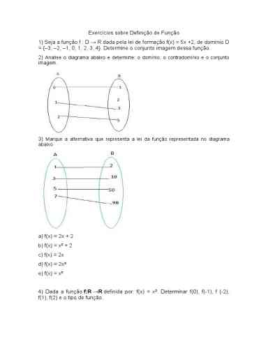 Exercícios De Funções Em Pdf Para O 9º Ano Domínio Contradomínio E Imagem Resolvidos Body Sat 5701