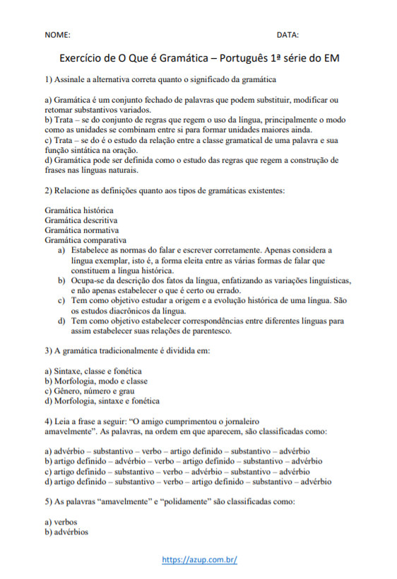 Exerc Cios De Portugu S Para O Ano Do Ensino M Dio Respostas Completas Body Sat