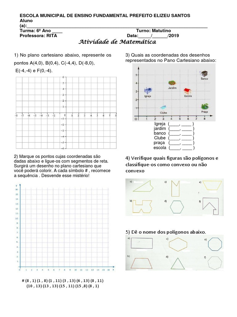 Exercícios Práticos De Plano Cartesiano Para Alunos Do 6º Ano Body Sat 9447