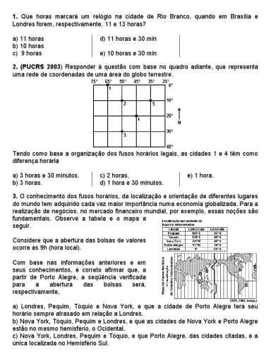 Exercícios Resolvidos De Fusos Horários Em PDF Para Estudo Eficiente ...