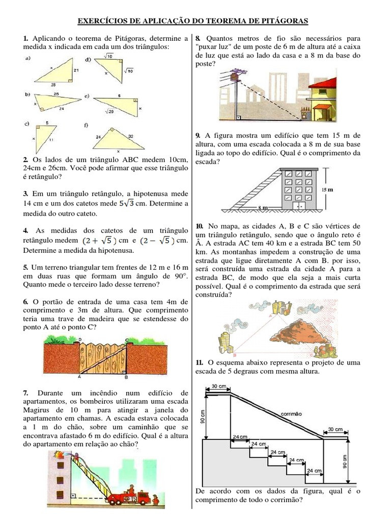 Exercícios Resolvidos Do Teorema De Pitágoras Para O 9º Ano - Body SAT