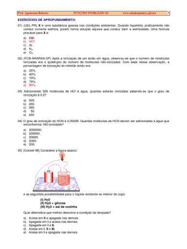 Exercícios Resolvidos E Novo Material Em Pdf Sobre Funções Inorgânicas Body Sat 4148